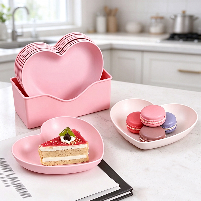 6Pcs Heart Shaped Plates Set w - огляд і ціна Reusable Straw