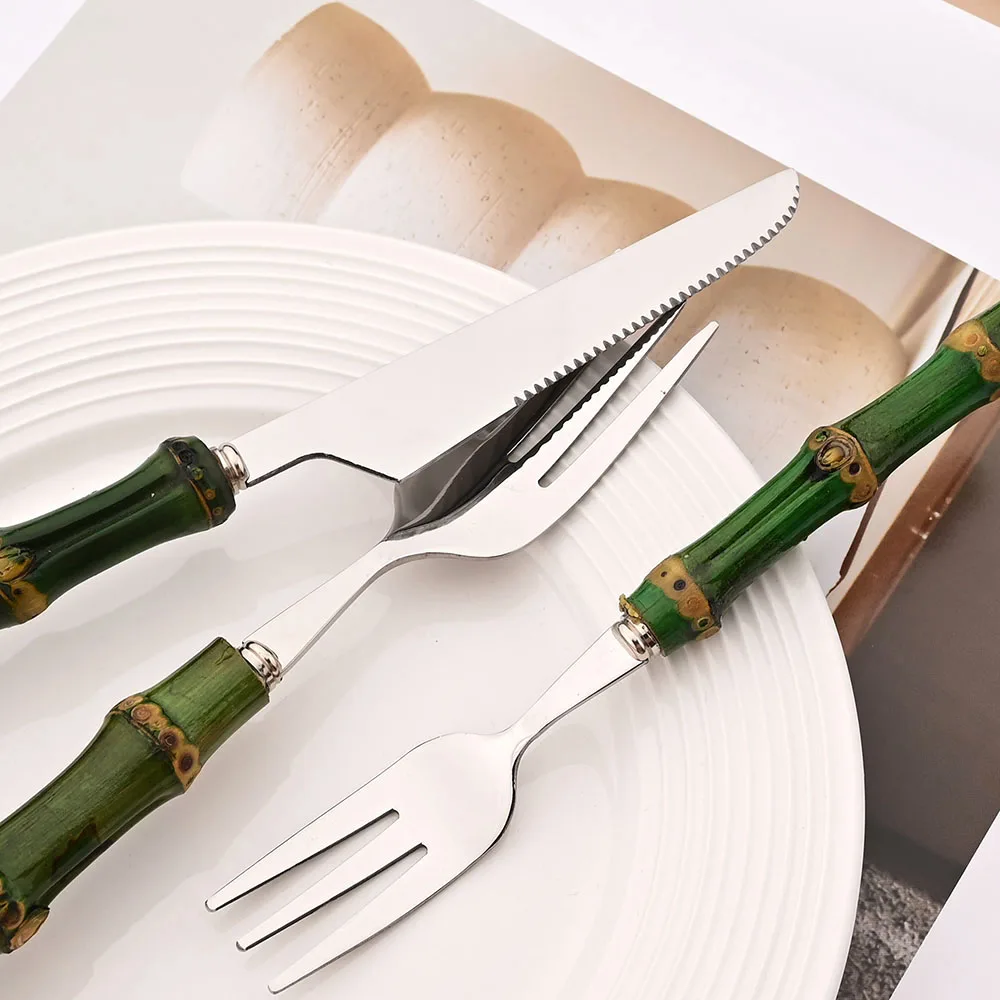 4Pcs Natural Bamboo Handle Din - огляд і ціна Bamboo Cutlery
